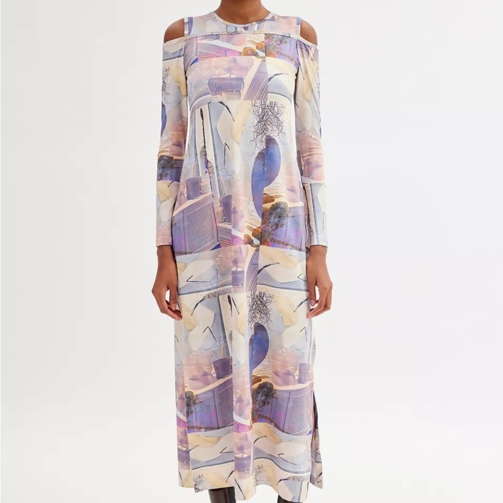 FINAL SALE Mandinga Alacena Printed Cold Shoulder Midi Dress